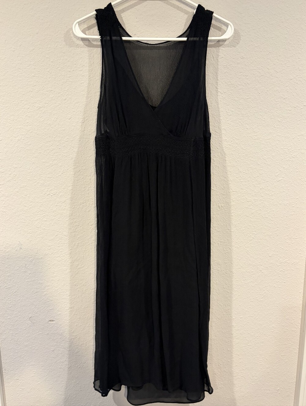 Banana Republic Womens Black Silk V Neck Sleeveless Flowy Babydoll Dress Size 4